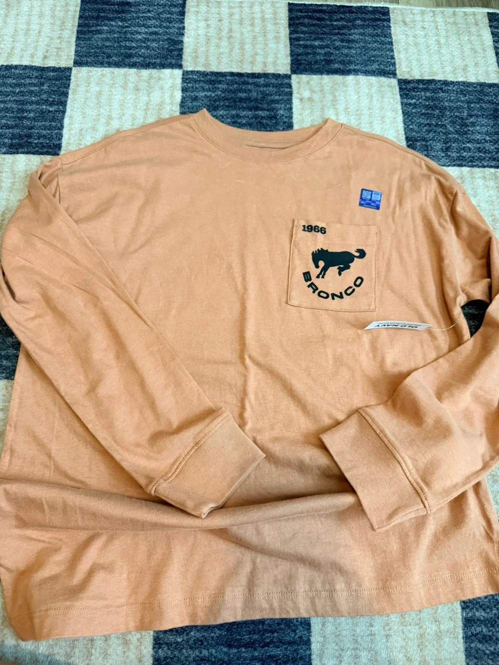Old Navy Peach Long Sleeve Tee with Black Ford Bronco Graphic